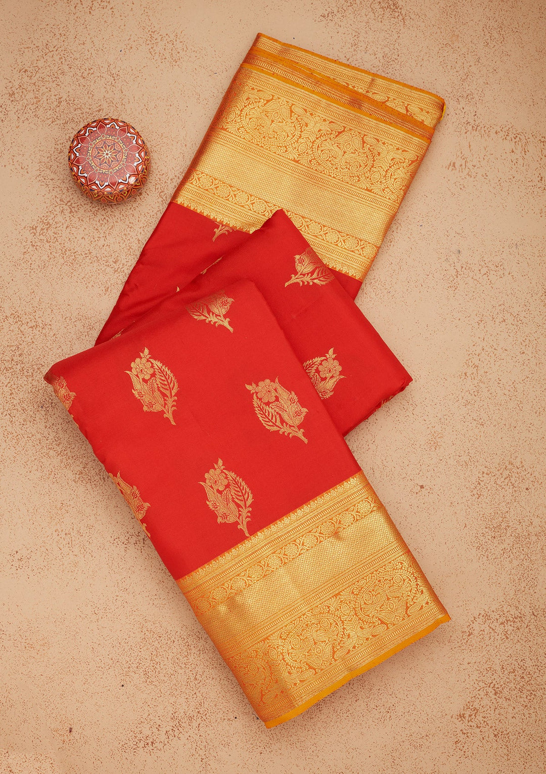 Red Zariwork Pure Silk Saree-Koskii
