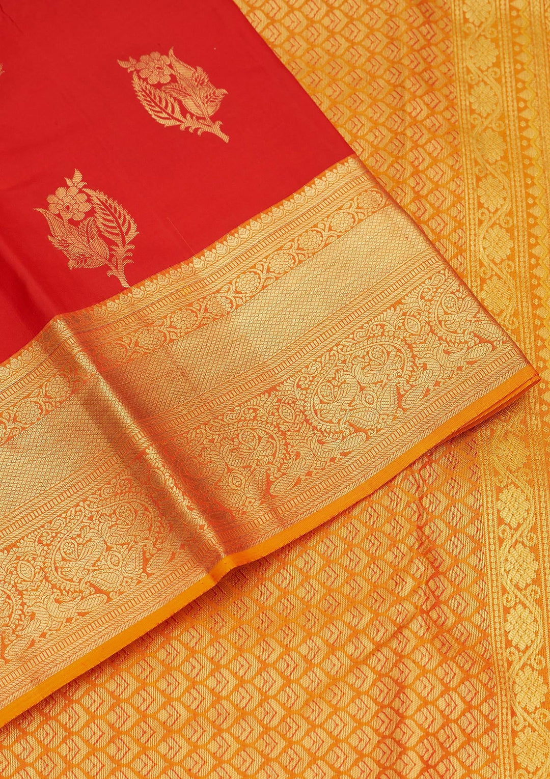 Red Zariwork Pure Silk Saree-Koskii