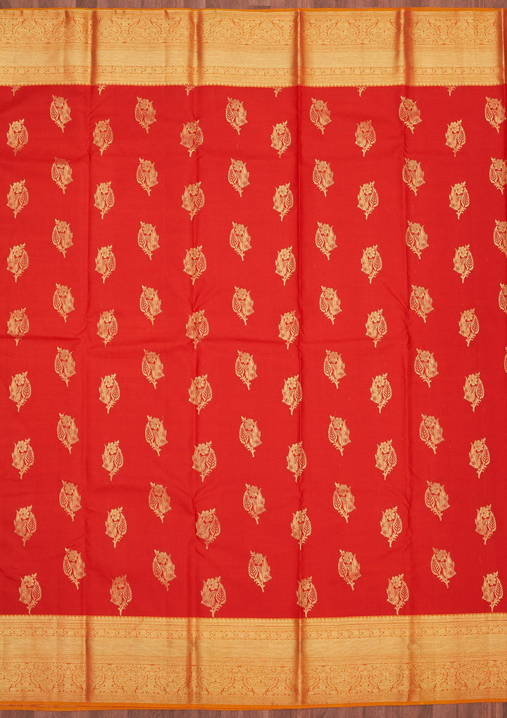 Red Zariwork Pure Silk Saree-Koskii