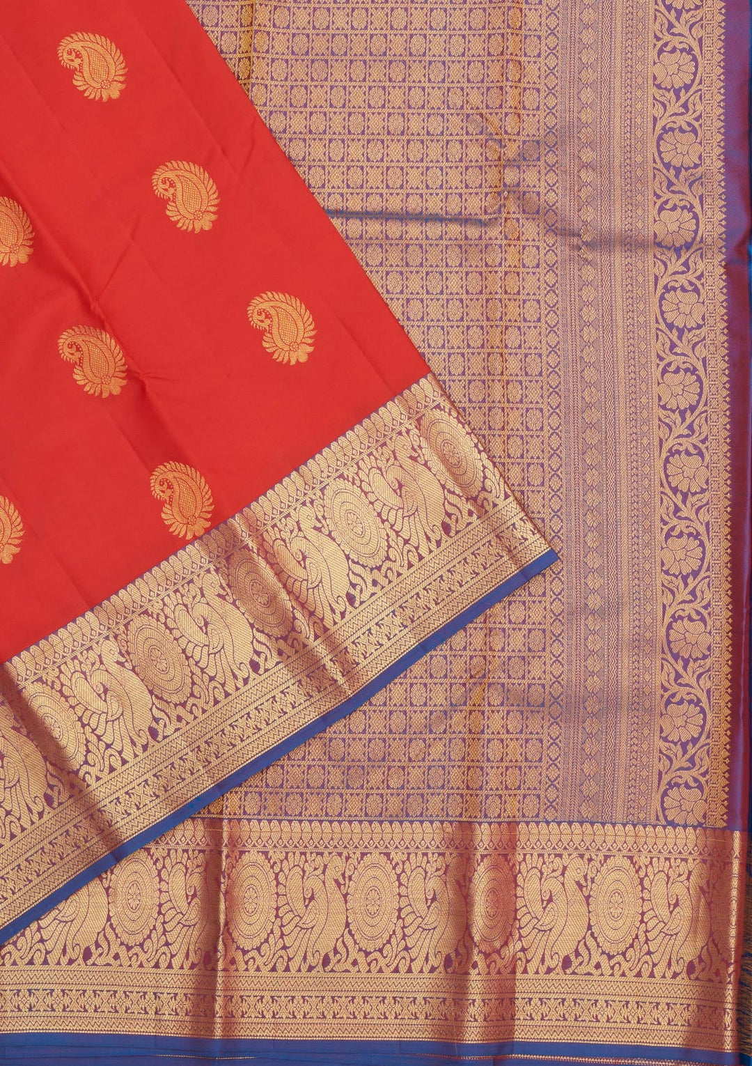Red Zariwork Pure Silk Saree-Koskii