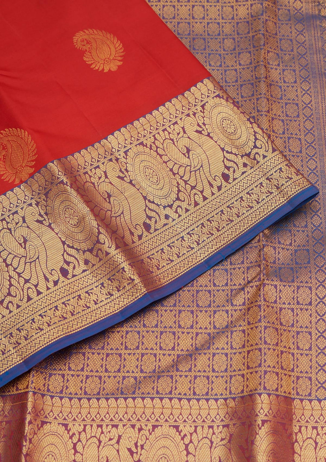 Red Zariwork Pure Silk Saree-Koskii