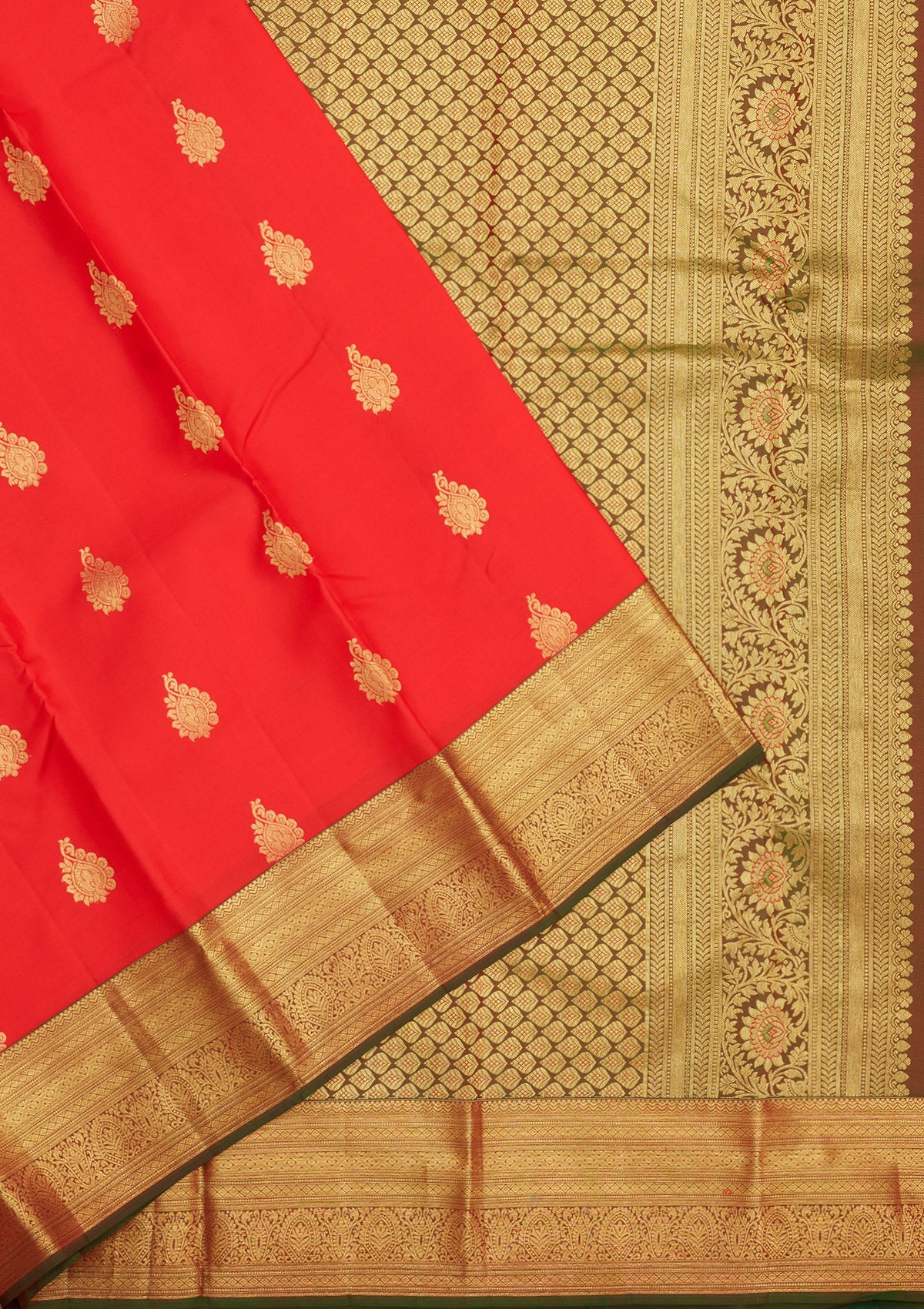 Red Zariwork Pure Silk Saree-Koskii