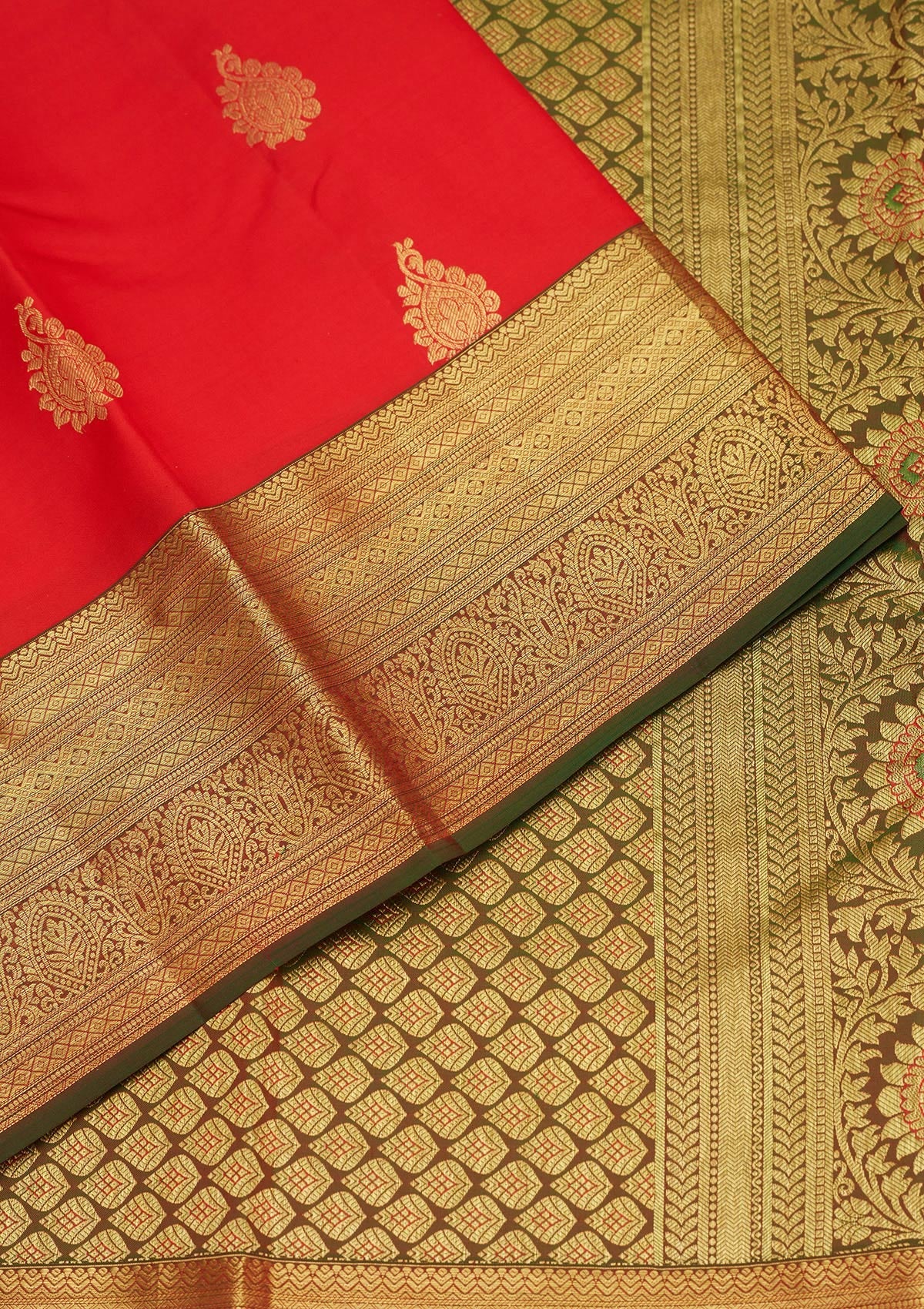 Red Zariwork Pure Silk Saree-Koskii