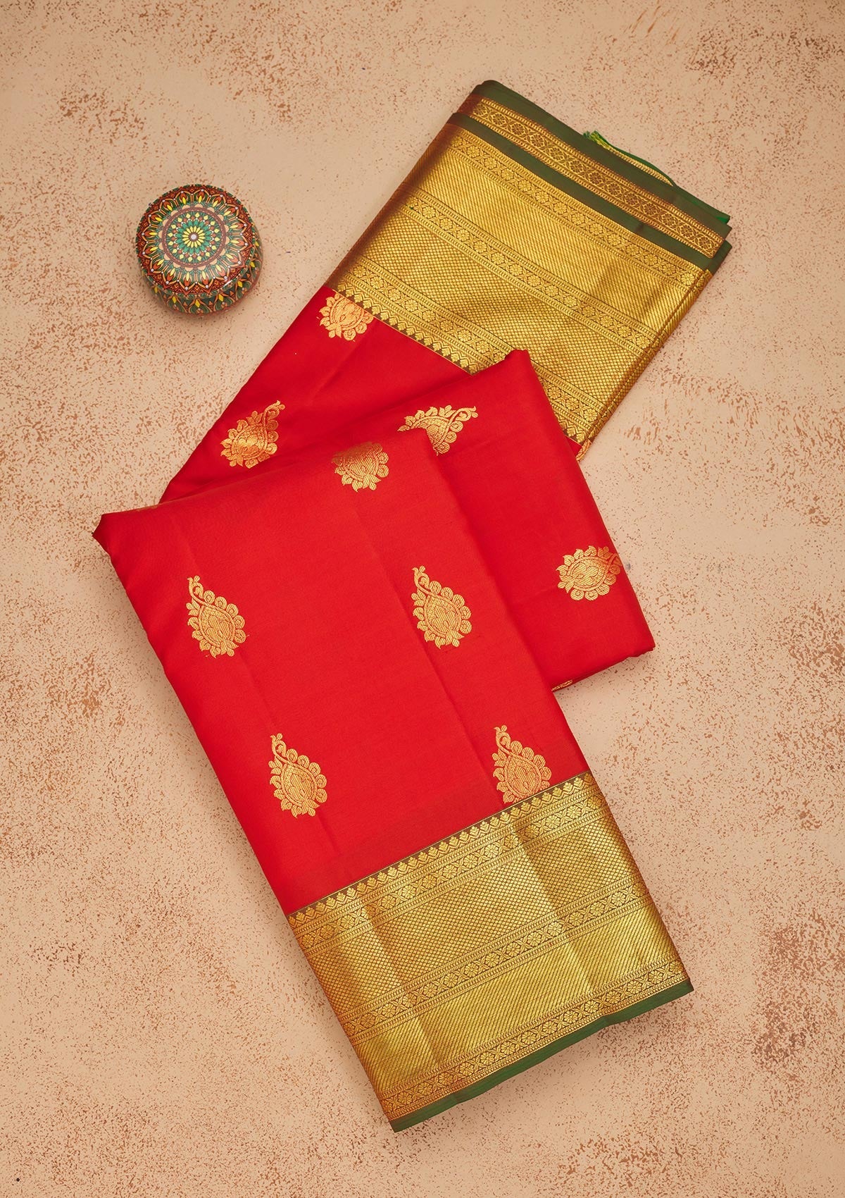 Red Zariwork Pure Silk Saree-Koskii