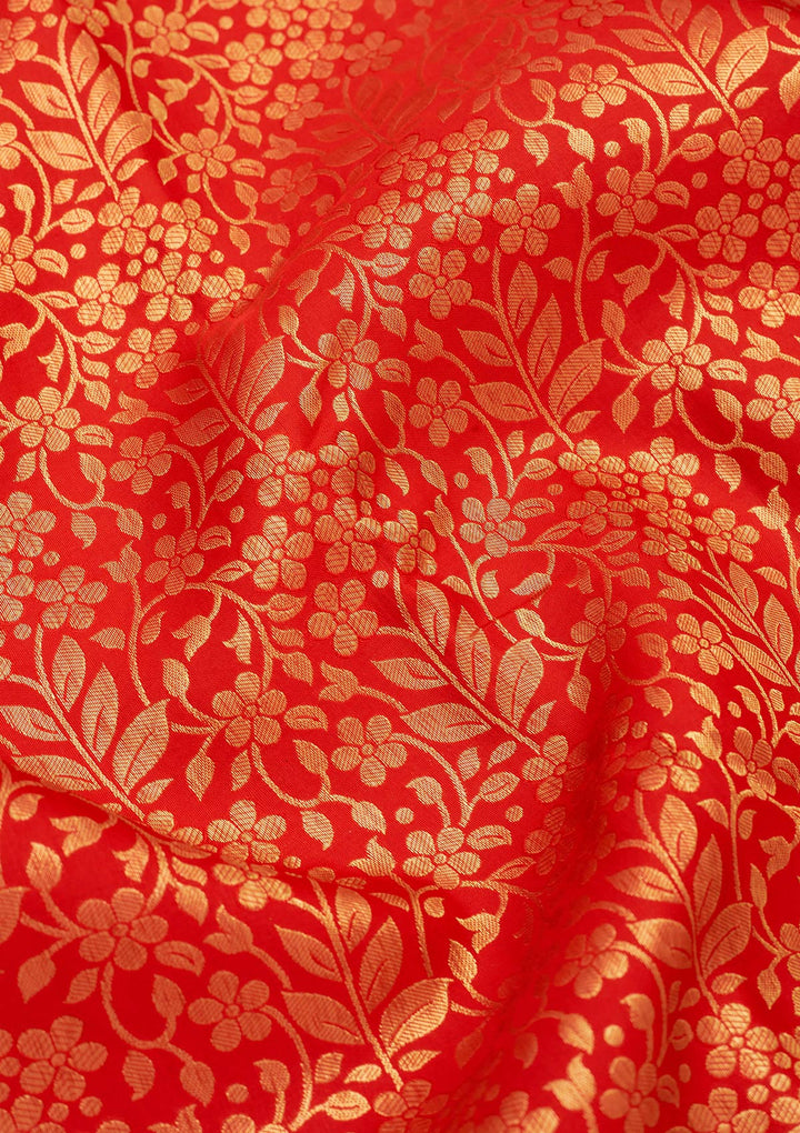 Red Zariwork Pure Silk Saree-Koskii