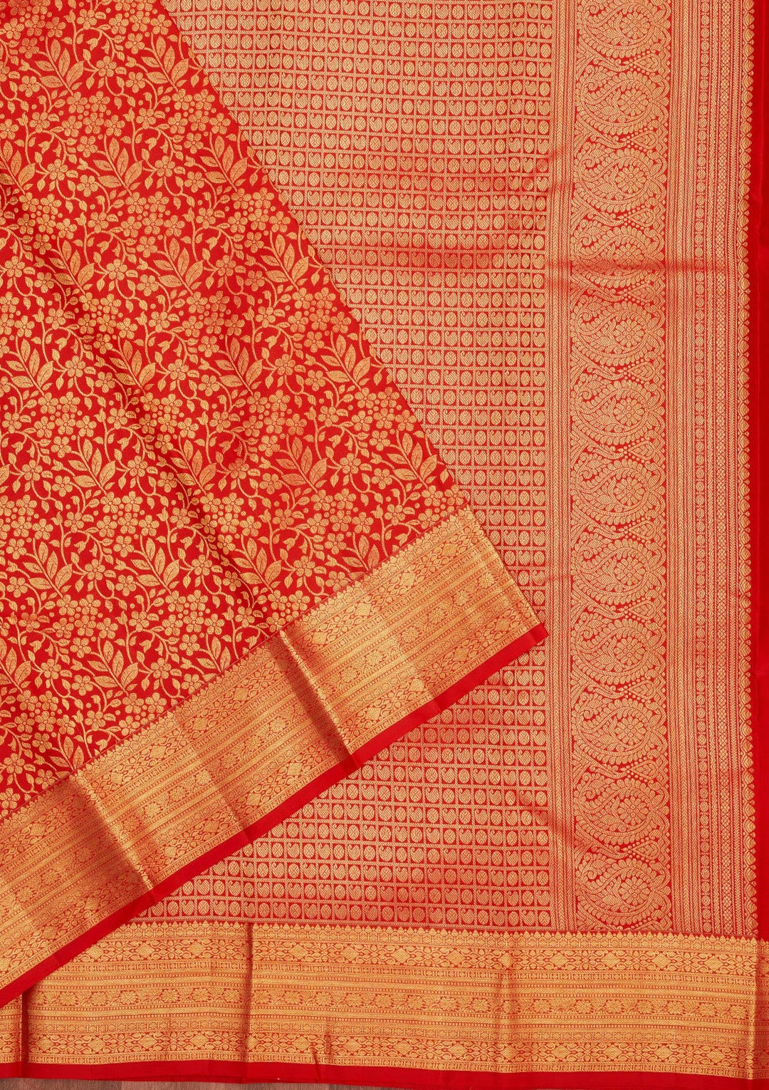 Red Zariwork Pure Silk Saree-Koskii