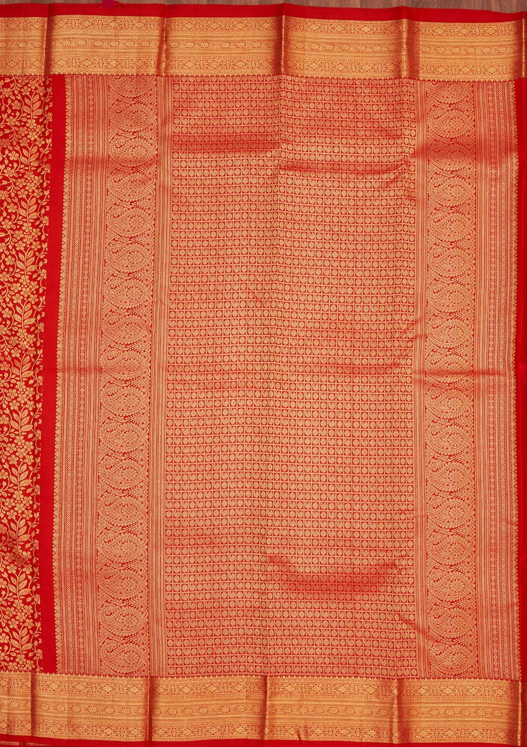 Red Zariwork Pure Silk Saree-Koskii