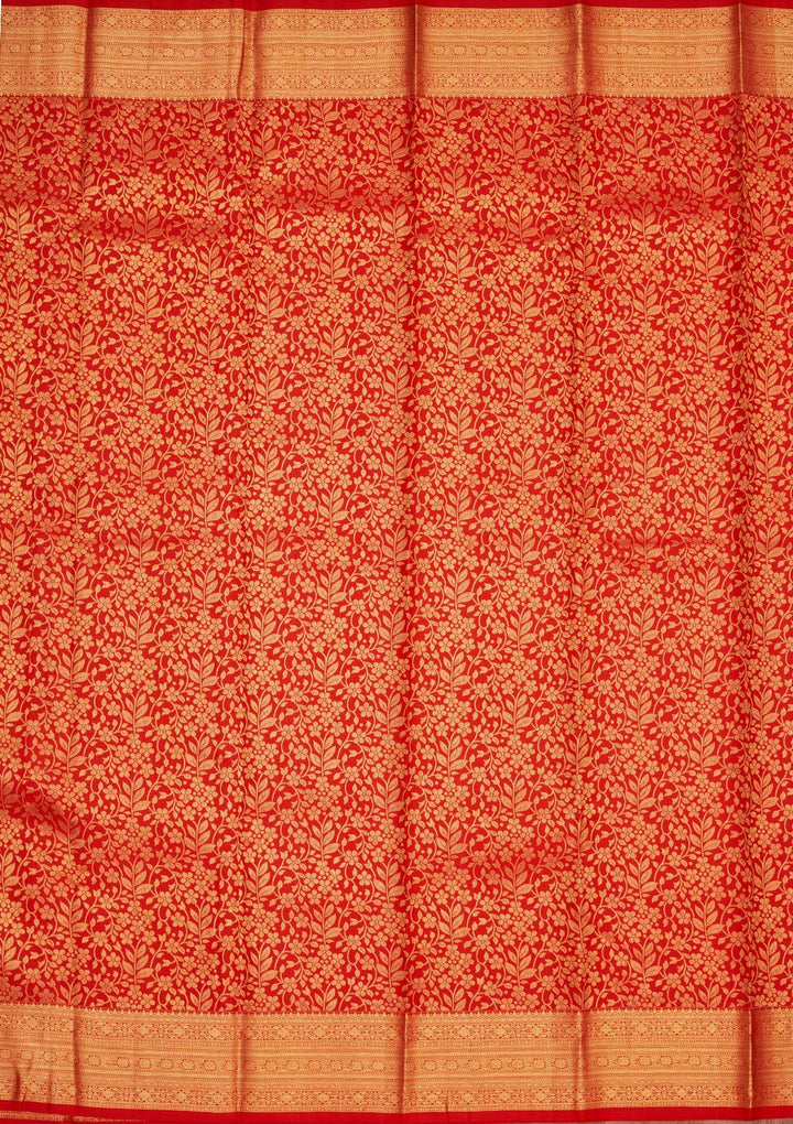 Red Zariwork Pure Silk Saree-Koskii
