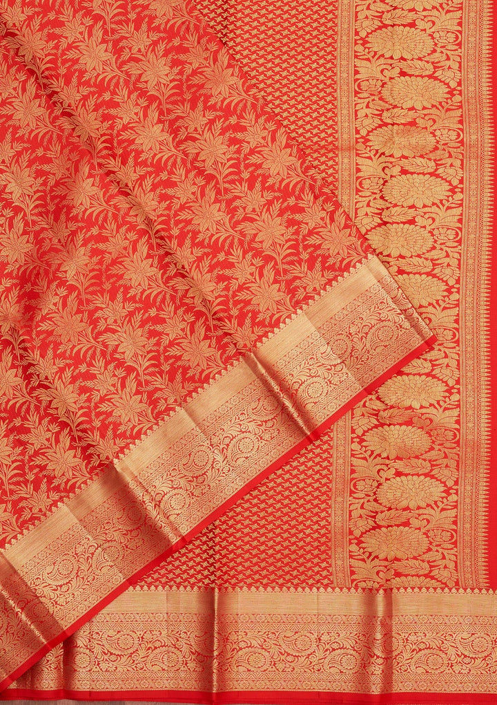 Red Zariwork Pure Silk Saree-Koskii