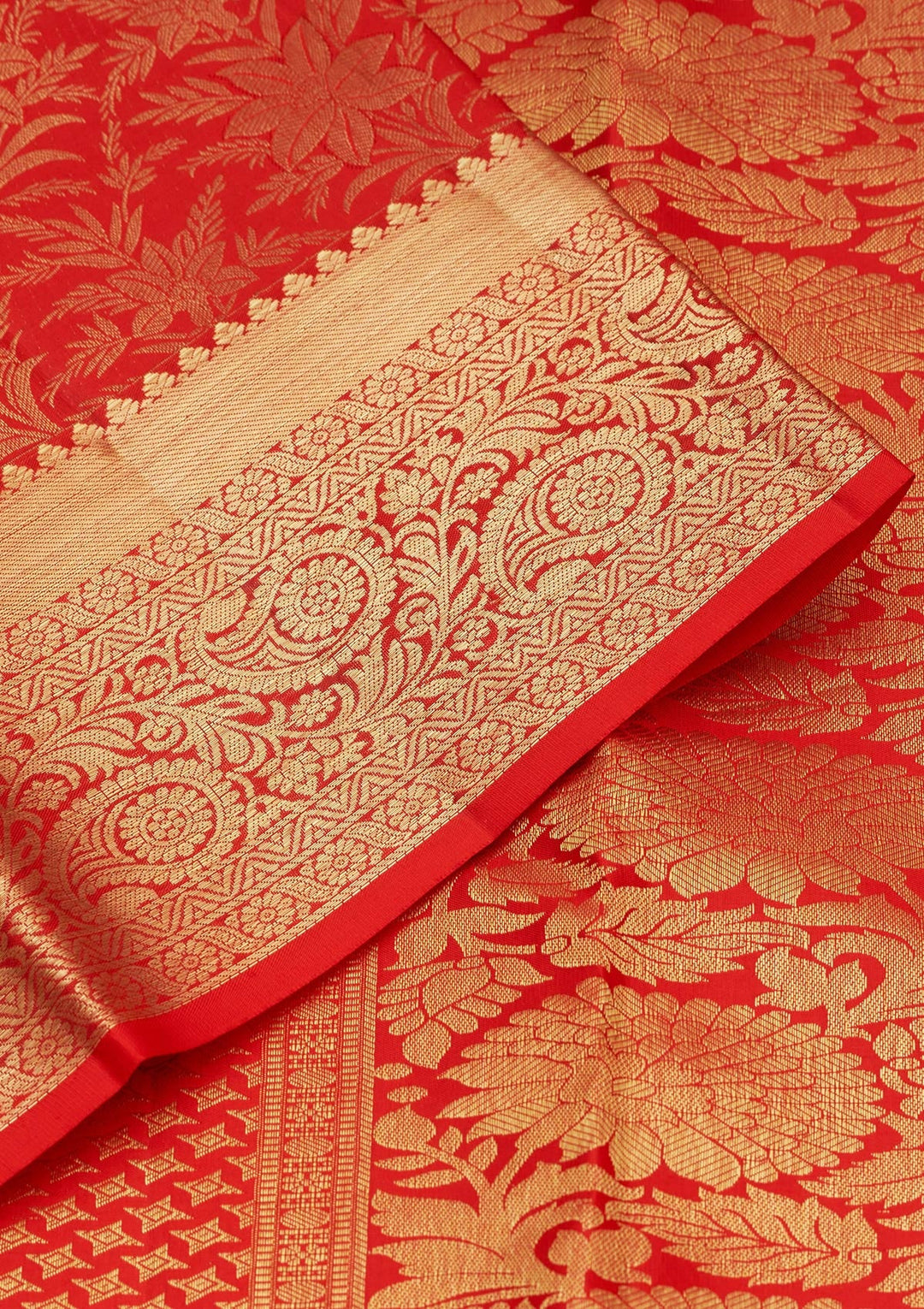 Red Zariwork Pure Silk Saree-Koskii