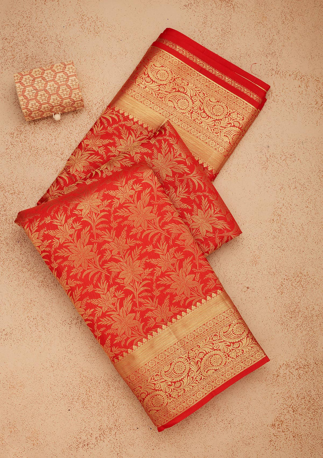 Red Zariwork Pure Silk Saree-Koskii