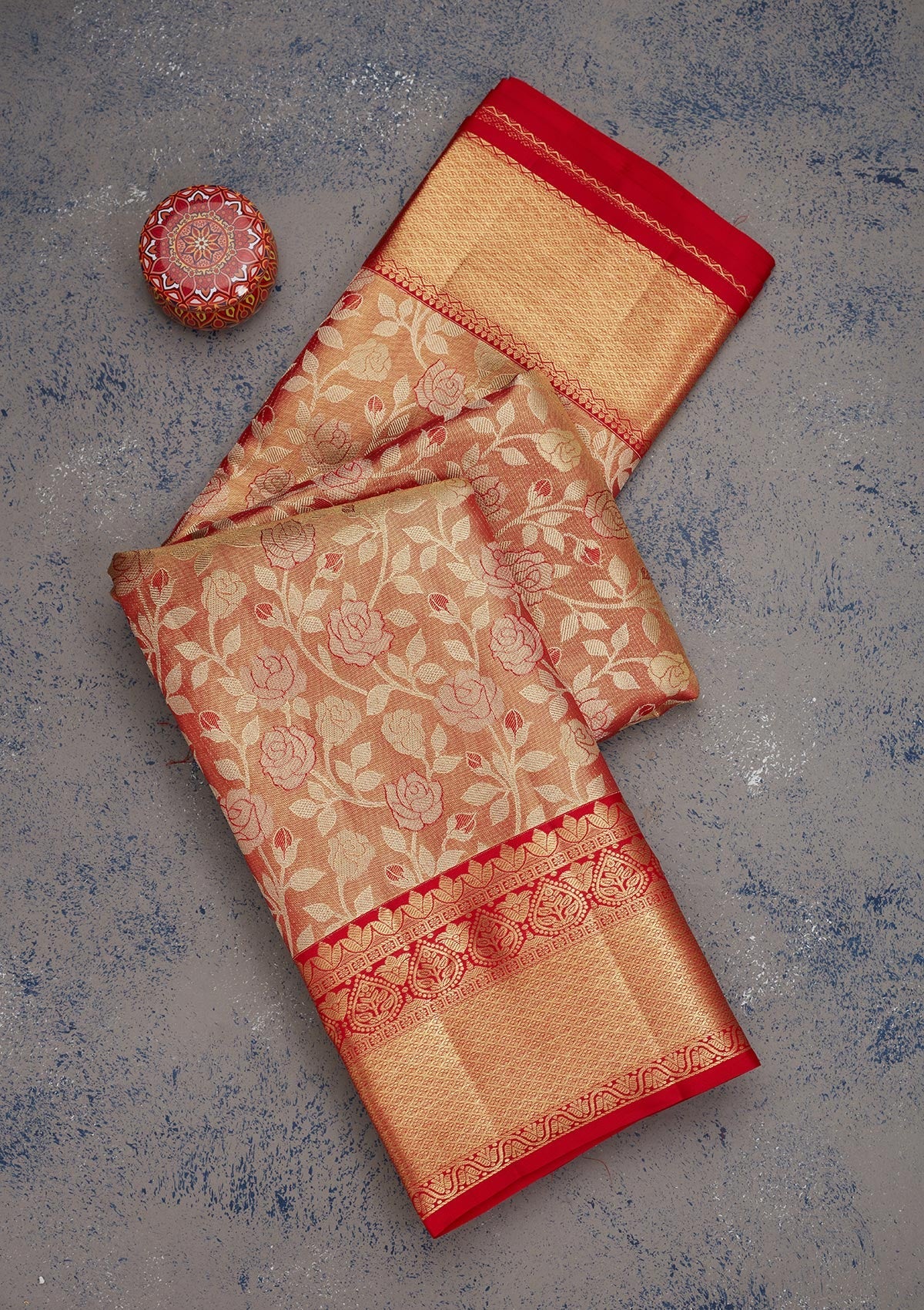 Red Zariwork Pure Silk Saree-Koskii