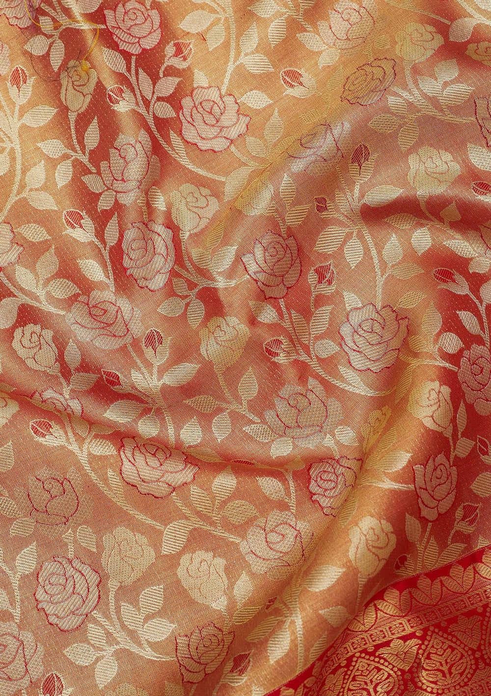 Red Zariwork Pure Silk Saree-Koskii