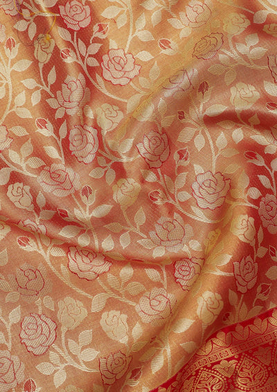 Red Zariwork Pure Silk Saree-Koskii