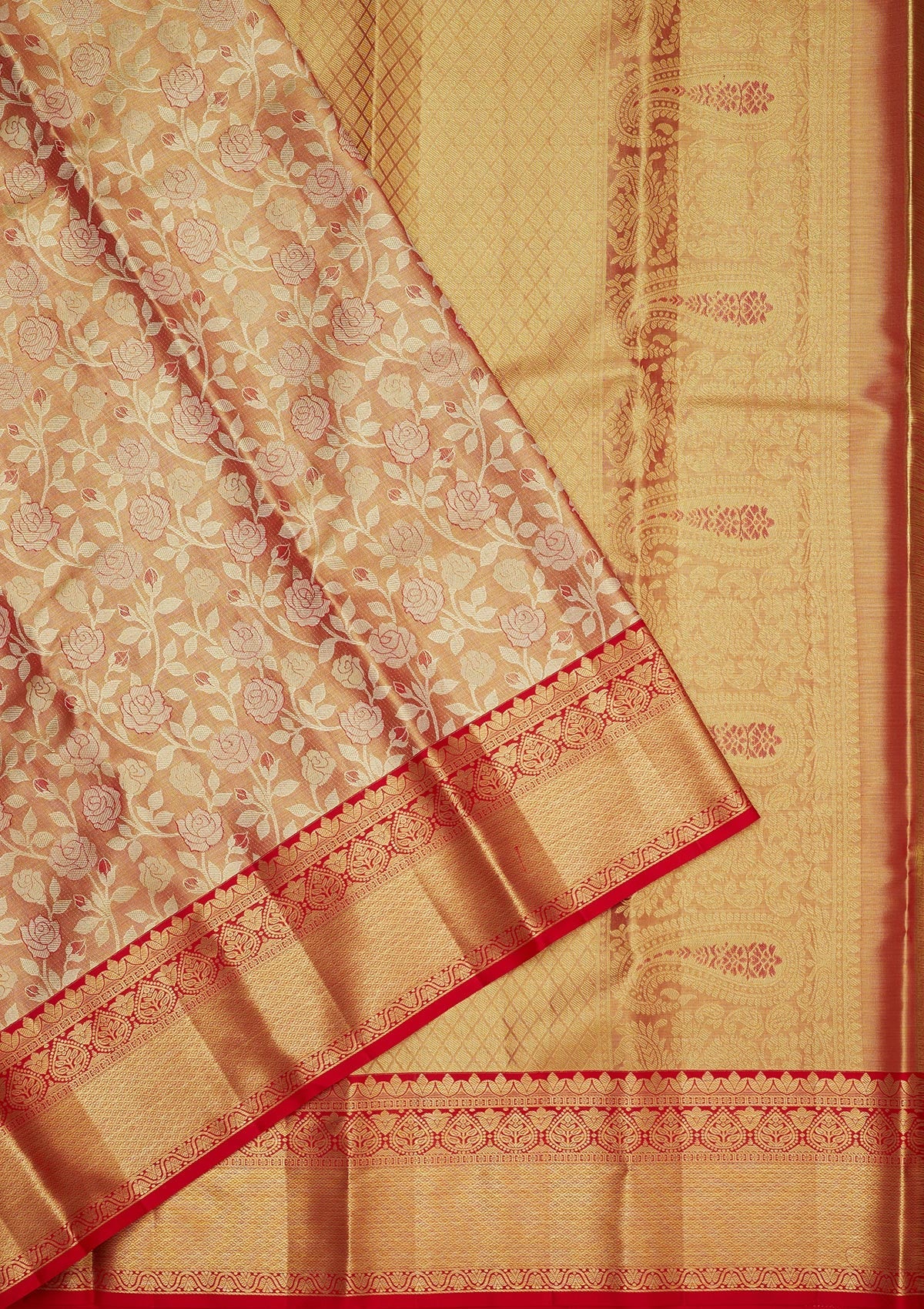 Red Zariwork Pure Silk Saree-Koskii