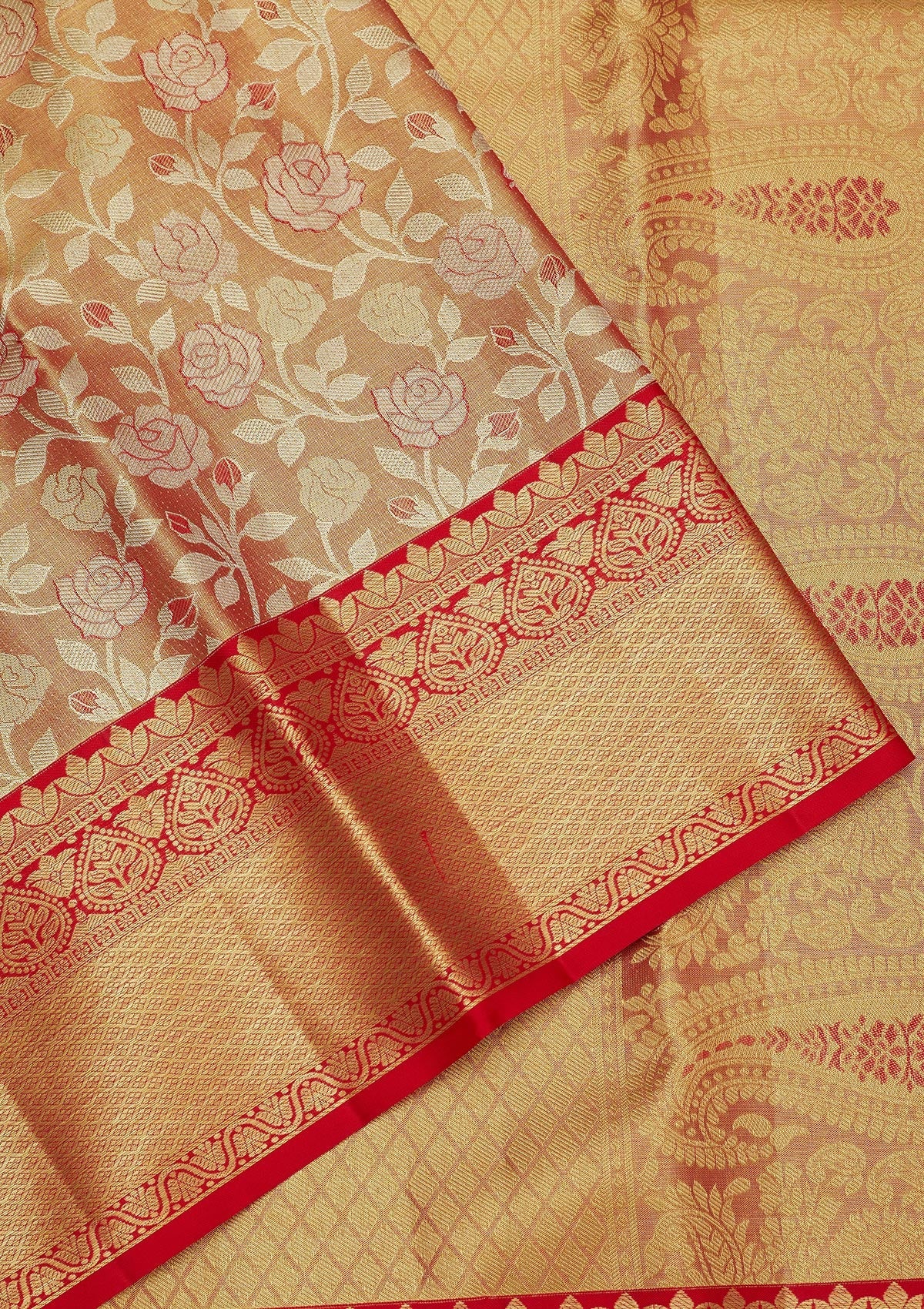 Red Zariwork Pure Silk Saree-Koskii