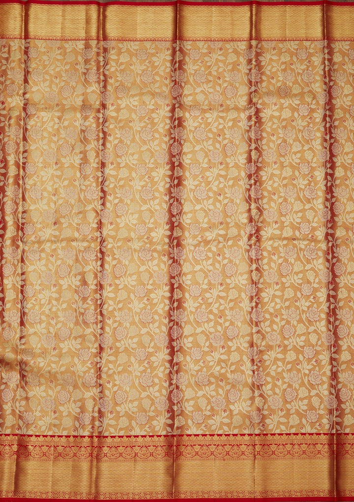 Red Zariwork Pure Silk Saree-Koskii