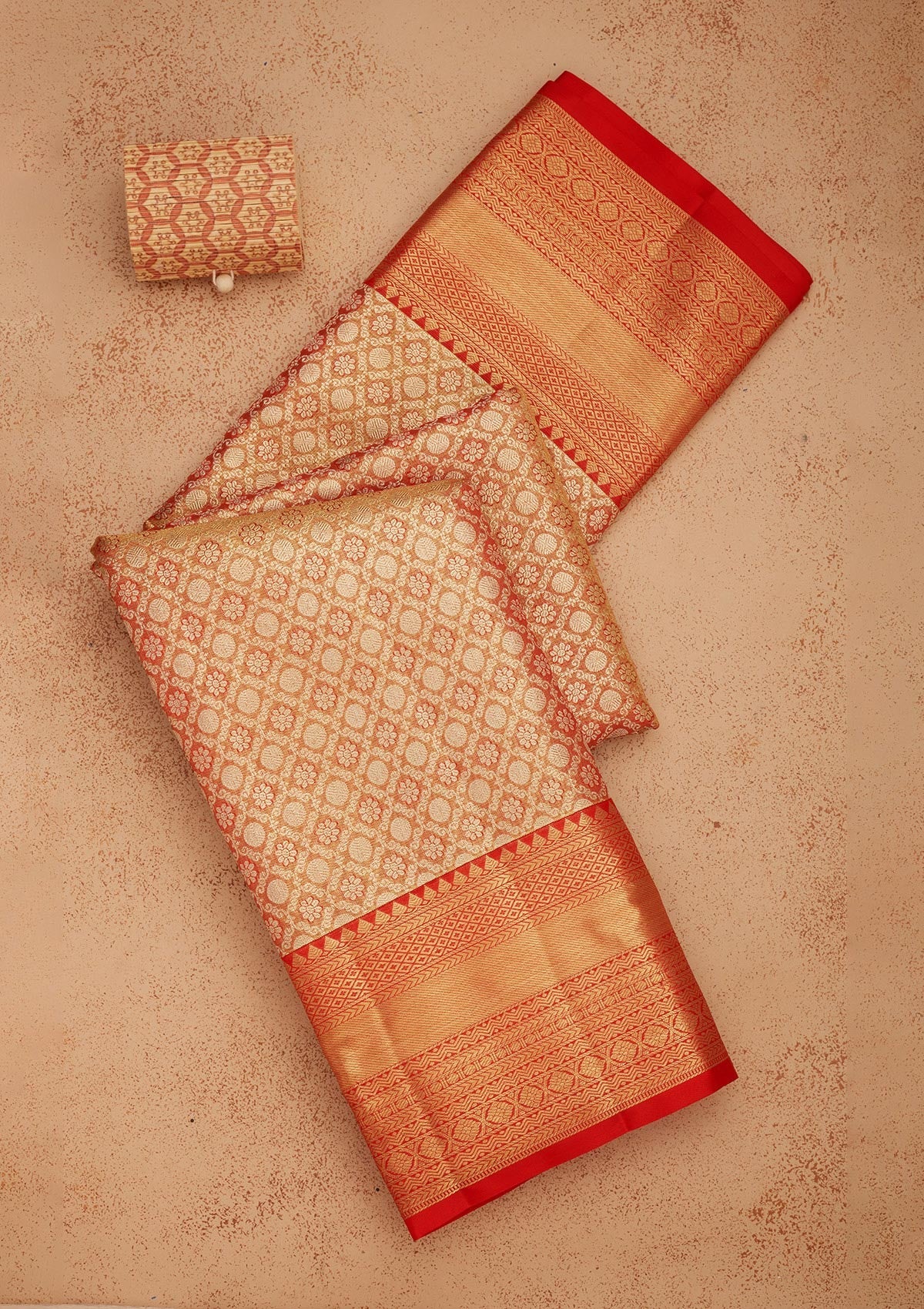 Red Zariwork Pure Silk Saree-Koskii