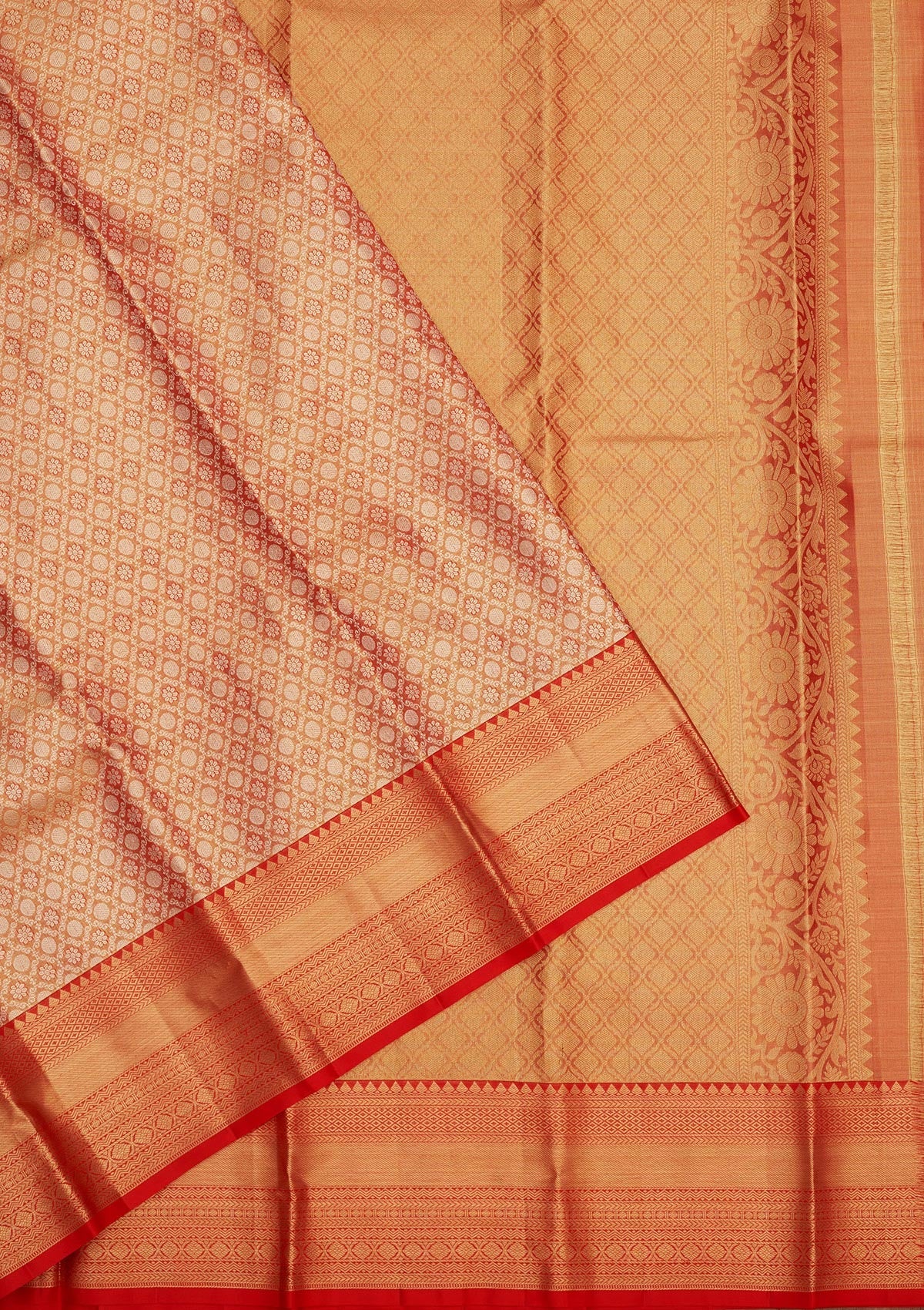 Red Zariwork Pure Silk Saree-Koskii