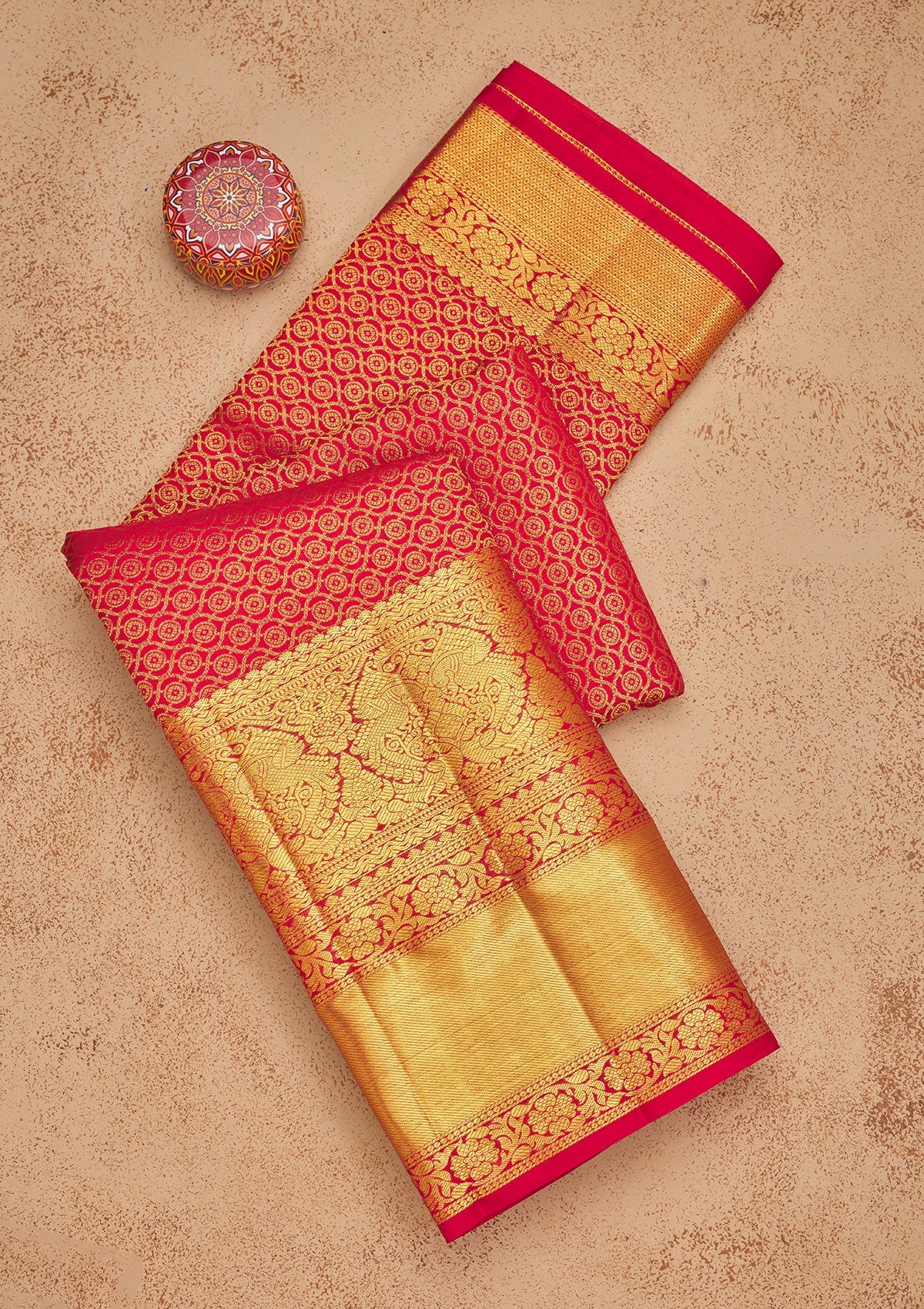 Red Zariwork Pure Silk Saree-Koskii