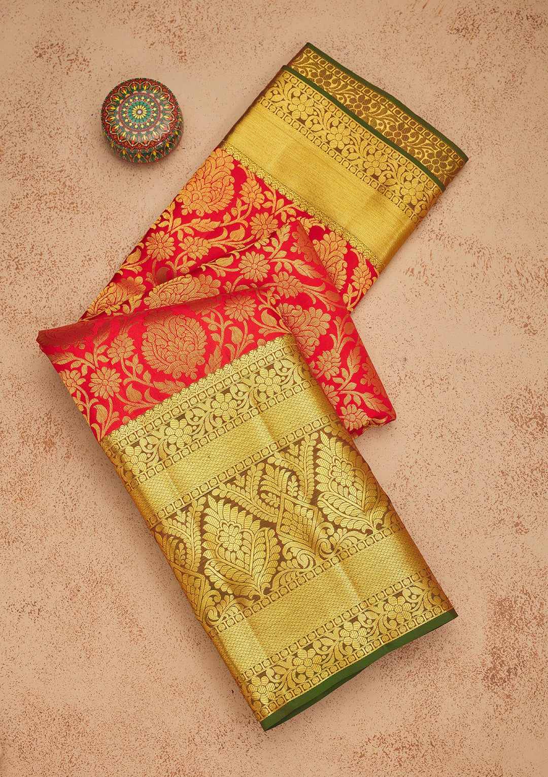 Red Zariwork Pure Silk Saree-Koskii