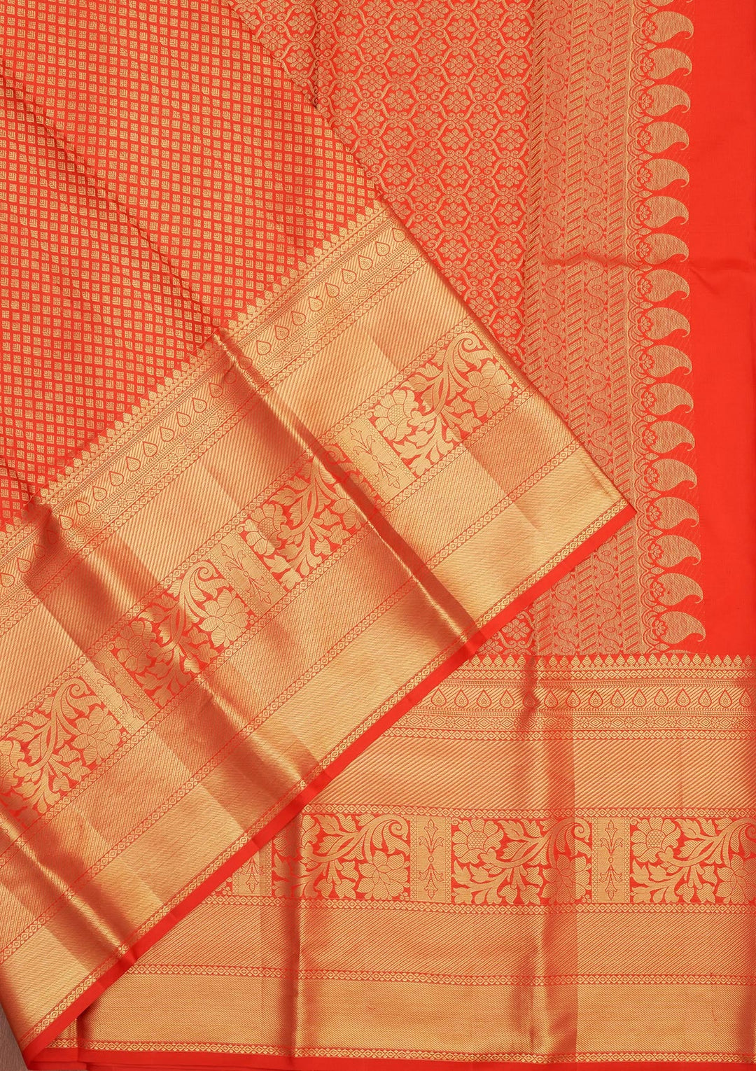 Red Zariwork Pure Silk Saree-Koskii