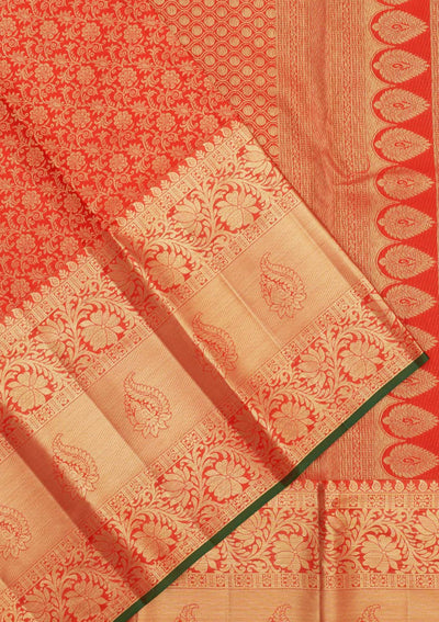 Red Zariwork Pure Silk Saree-Koskii