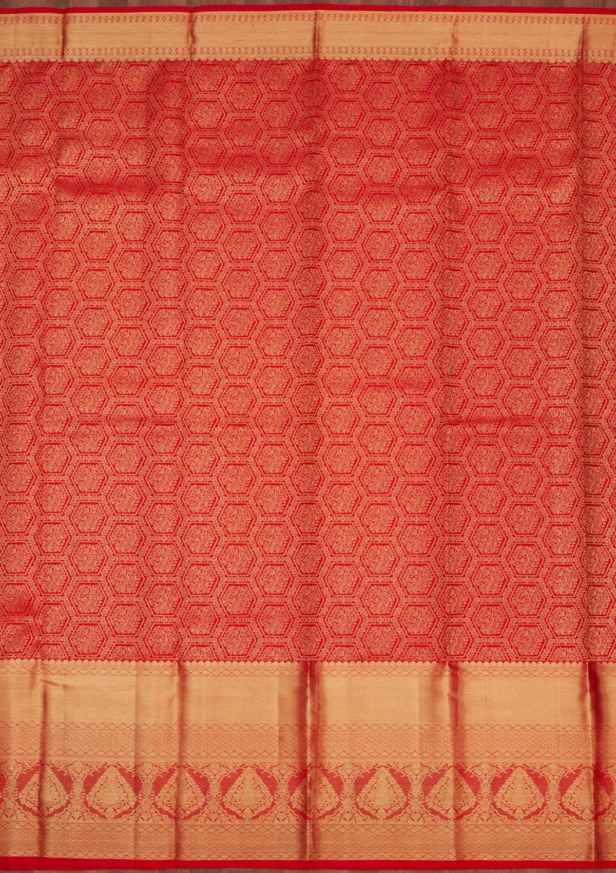 Red Zariwork Pure Silk Saree-Koskii