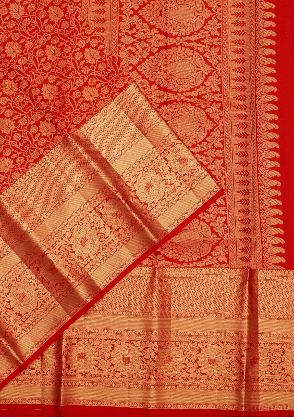 Red Zariwork Pure Silk Saree-Koskii