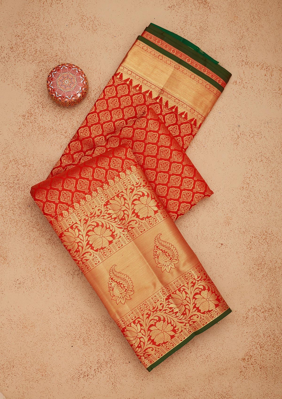 Red Zariwork Pure Silk Saree-Koskii