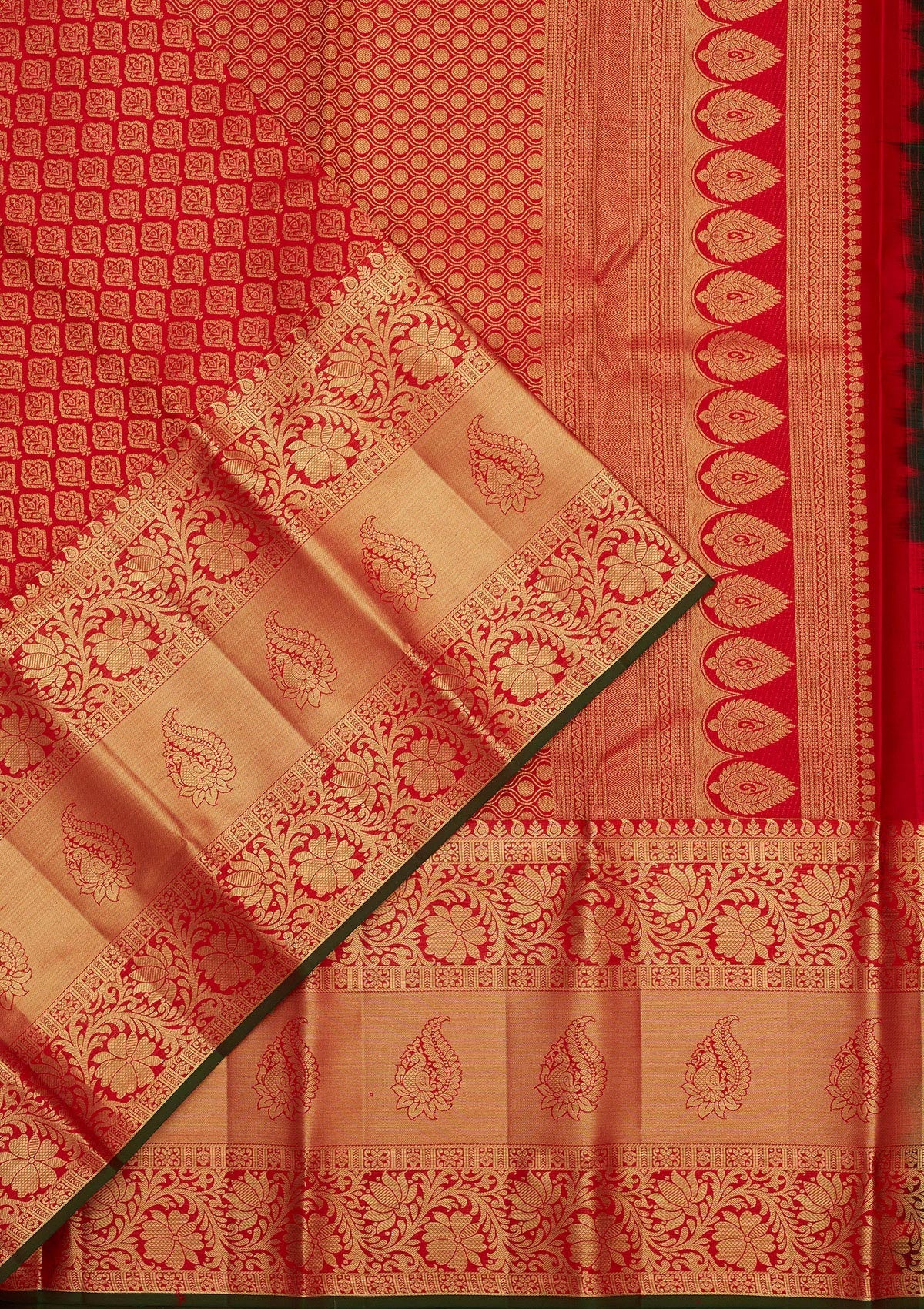 Red Zariwork Pure Silk Saree-Koskii