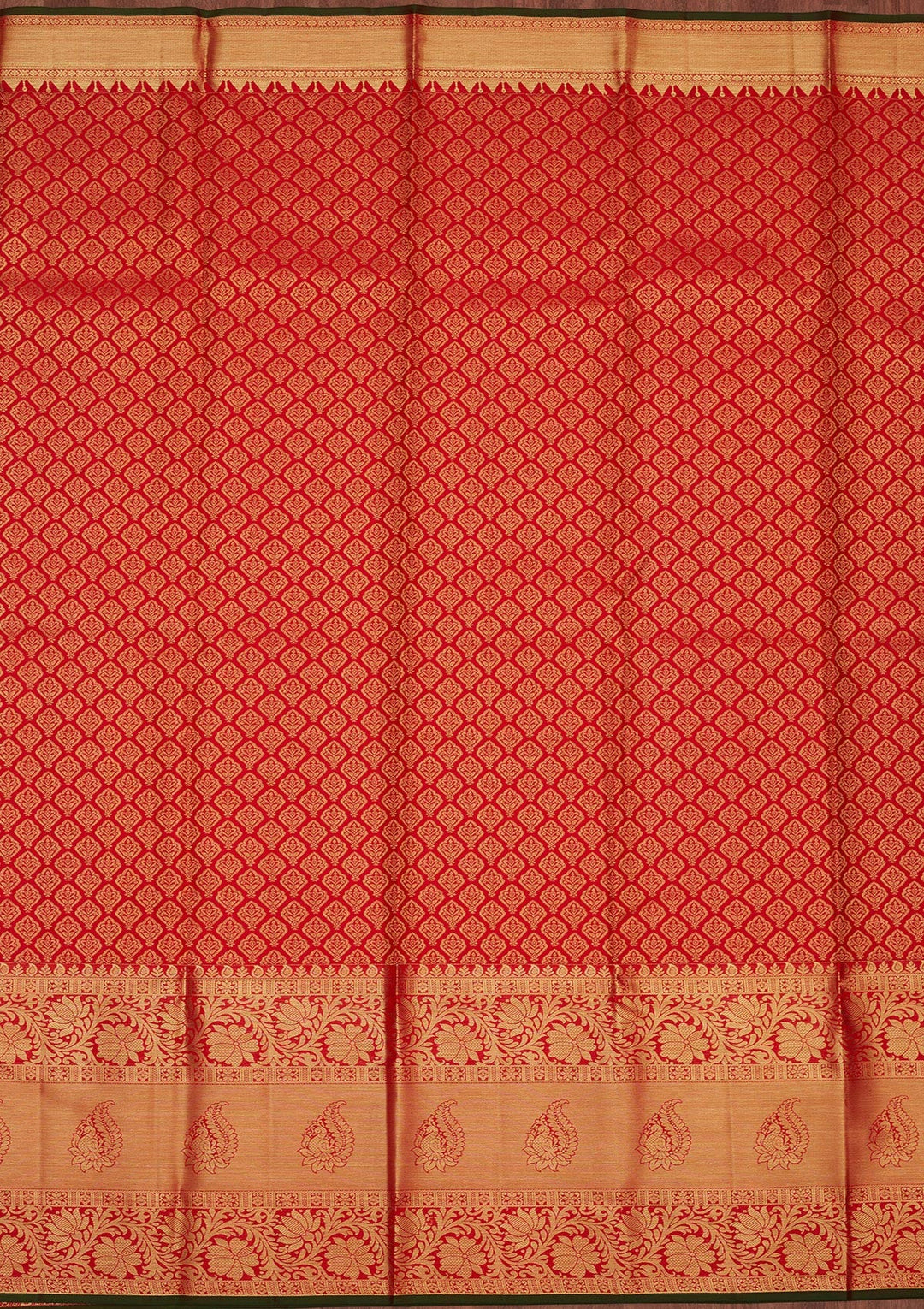 Red Zariwork Pure Silk Saree-Koskii