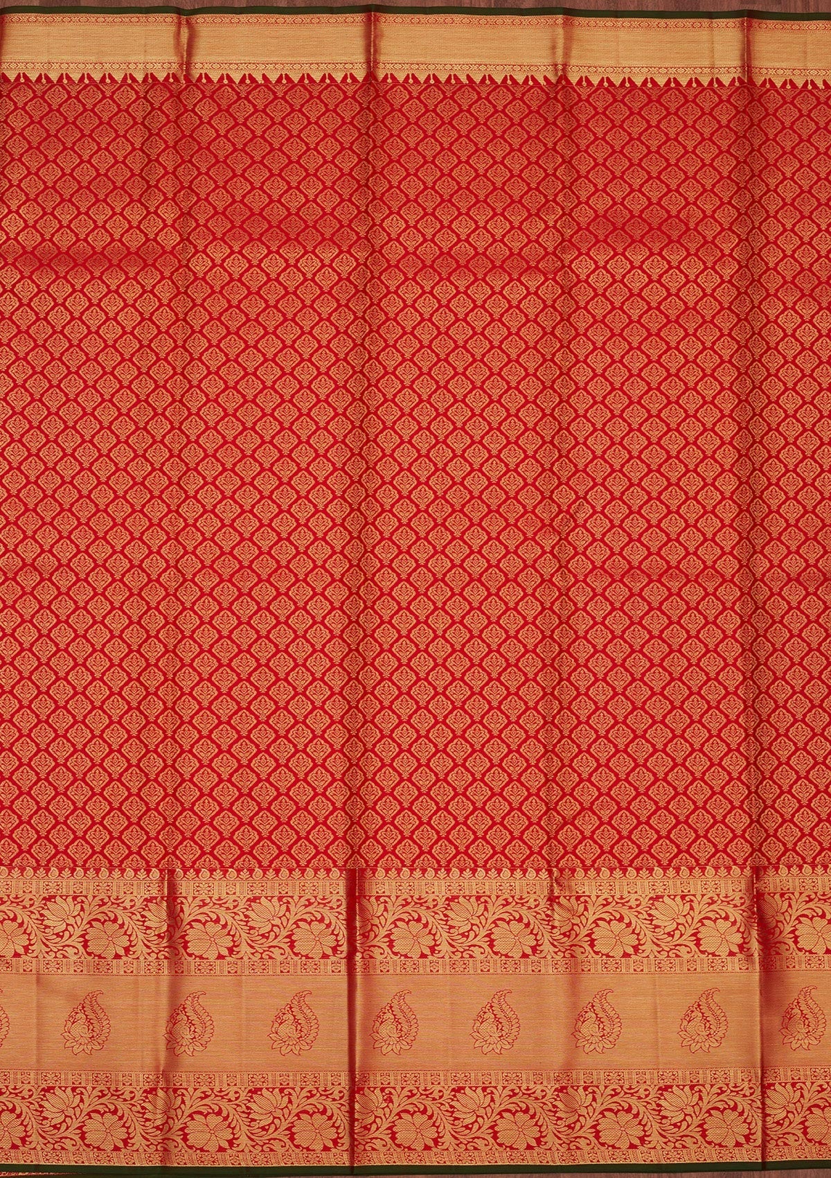 Red Zariwork Pure Silk Saree-Koskii