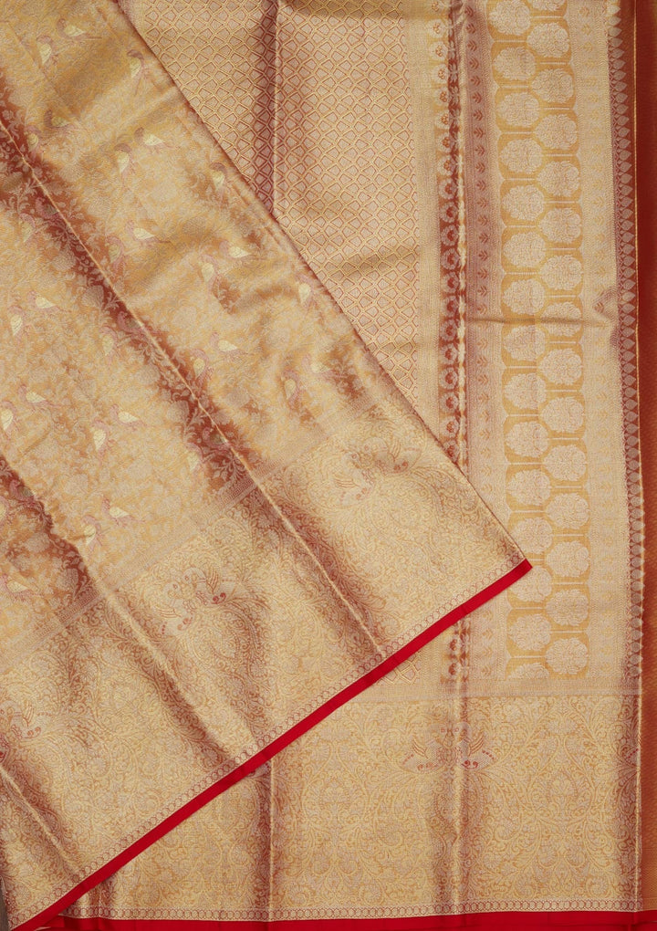 Red Zariwork Pure Silk Saree-Koskii