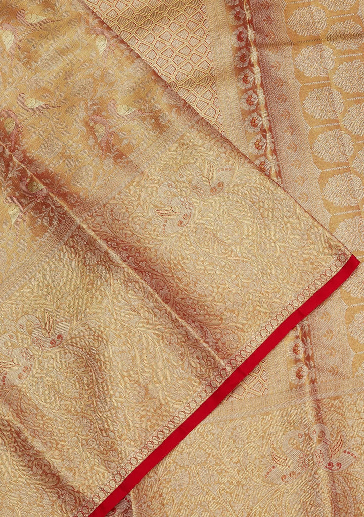 Red Zariwork Pure Silk Saree-Koskii