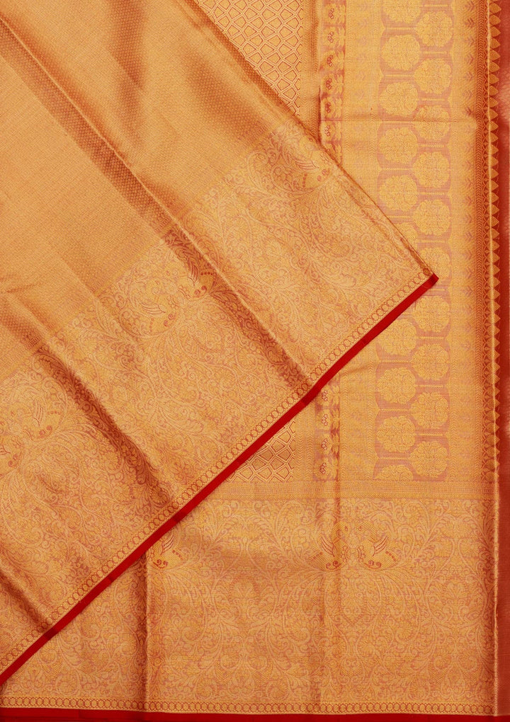 Red Zariwork Pure Silk Saree-Koskii