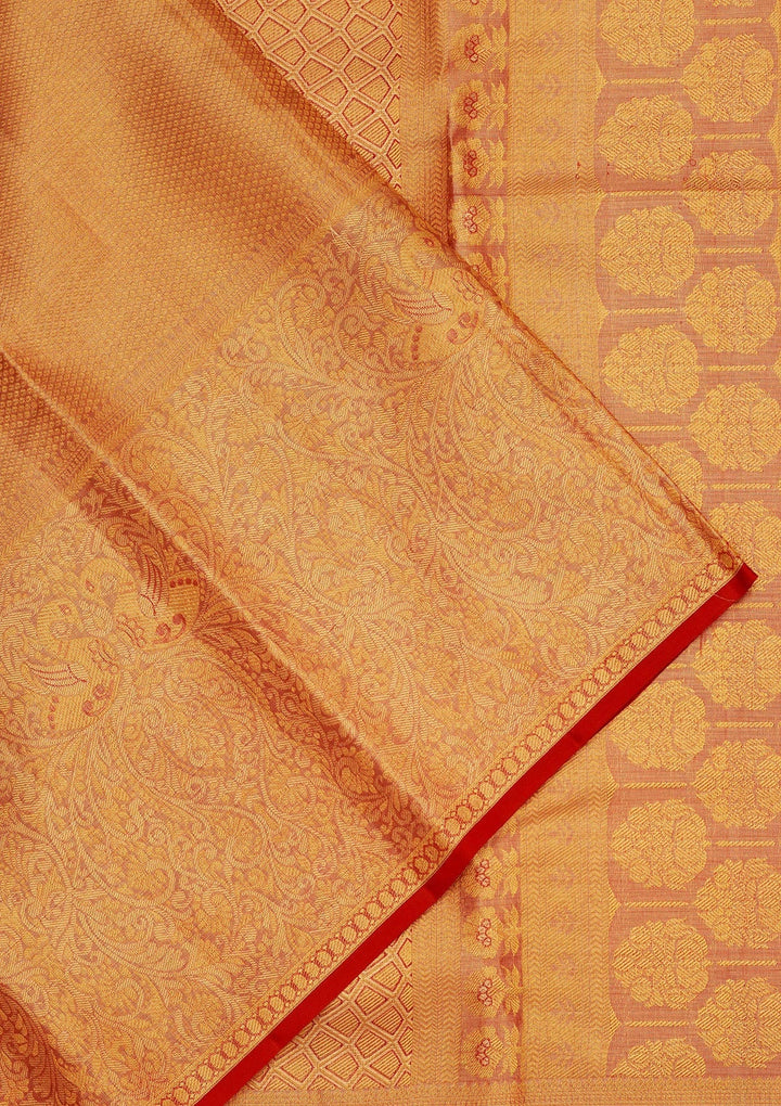 Red Zariwork Pure Silk Saree-Koskii