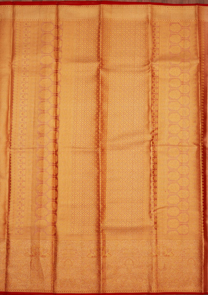 Red Zariwork Pure Silk Saree-Koskii