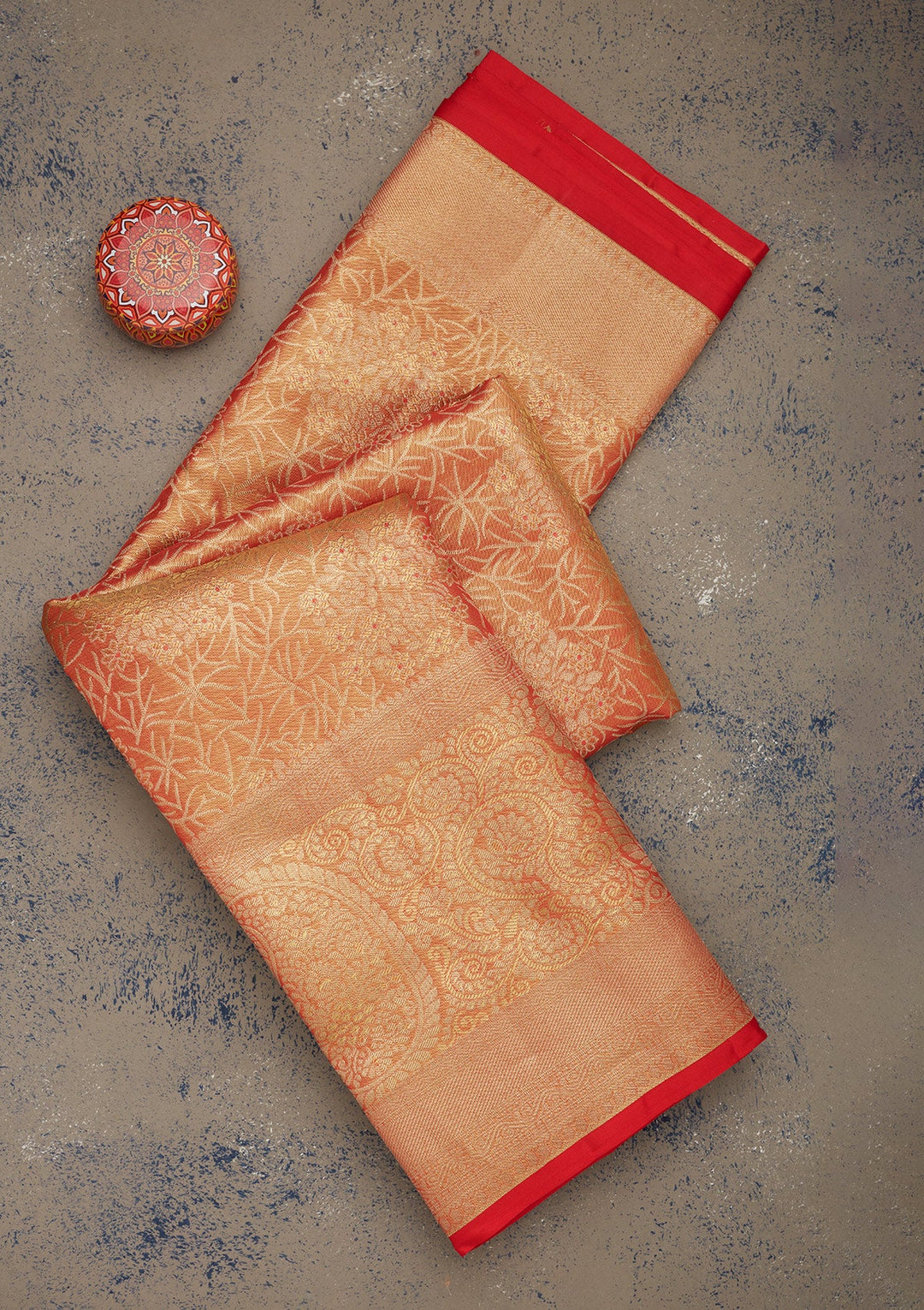 Red Zariwork Pure Silk Saree-Koskii