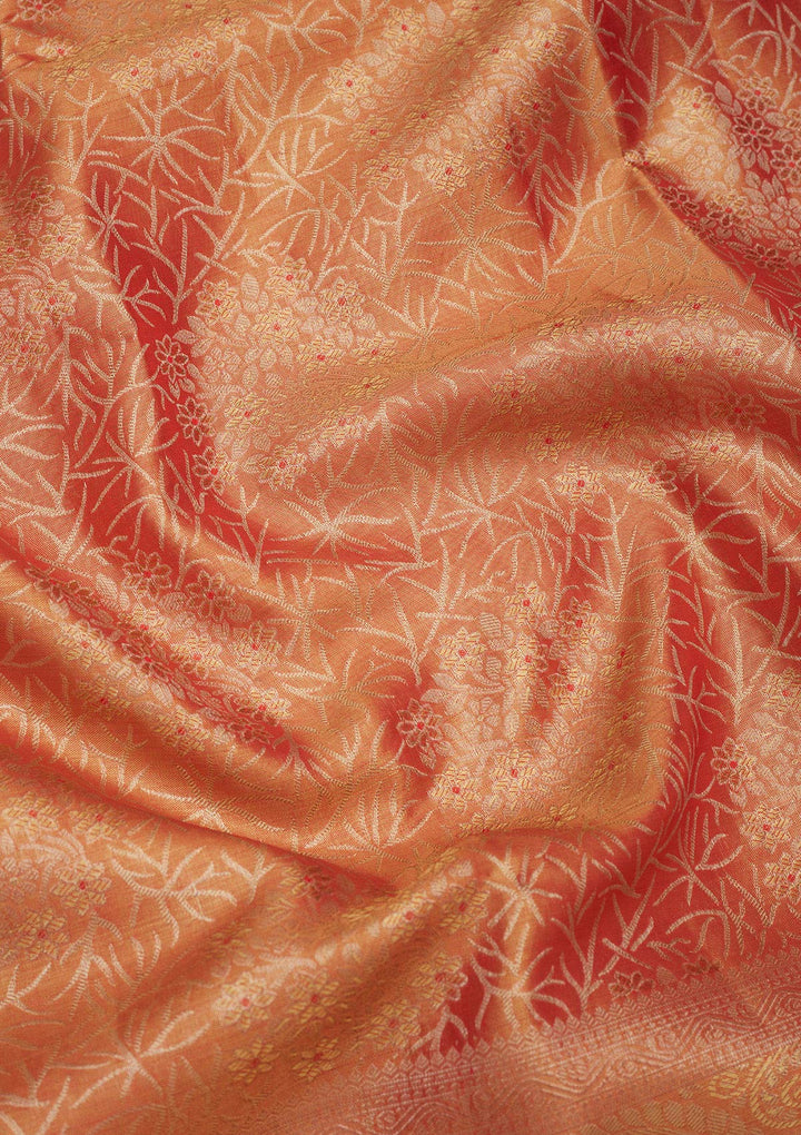 Red Zariwork Pure Silk Saree-Koskii