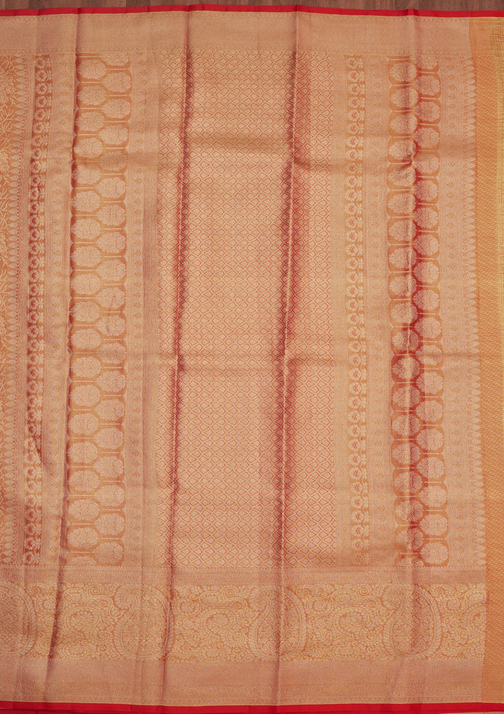 Red Zariwork Pure Silk Saree-Koskii
