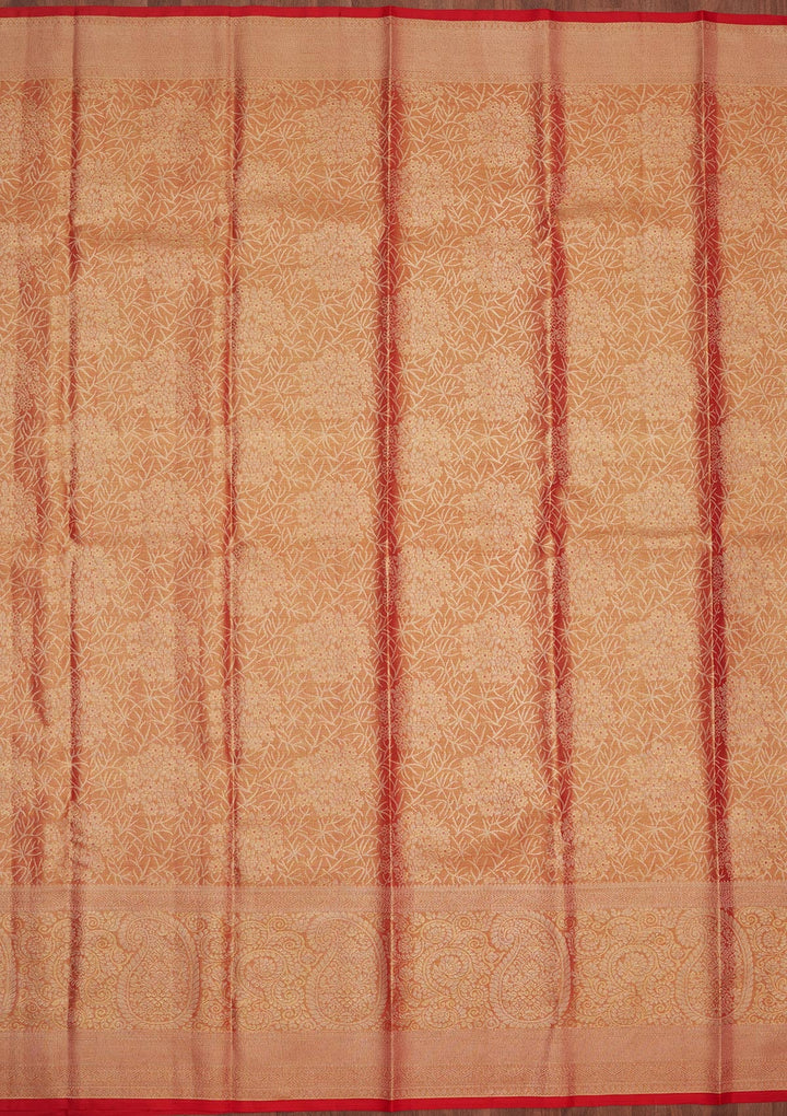 Red Zariwork Pure Silk Saree-Koskii