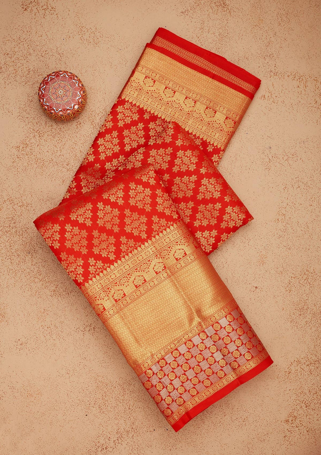 Red Zariwork Pure Silk Saree-Koskii