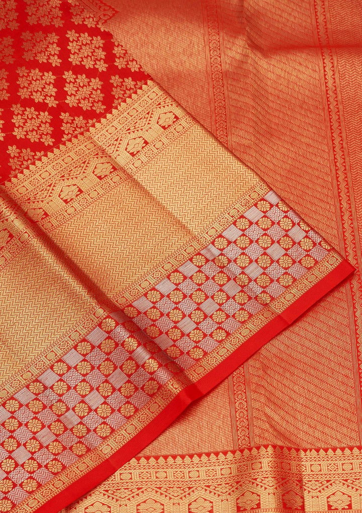 Red Zariwork Pure Silk Saree-Koskii