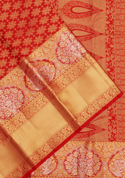 Red Zariwork Pure Silk Saree-Koskii