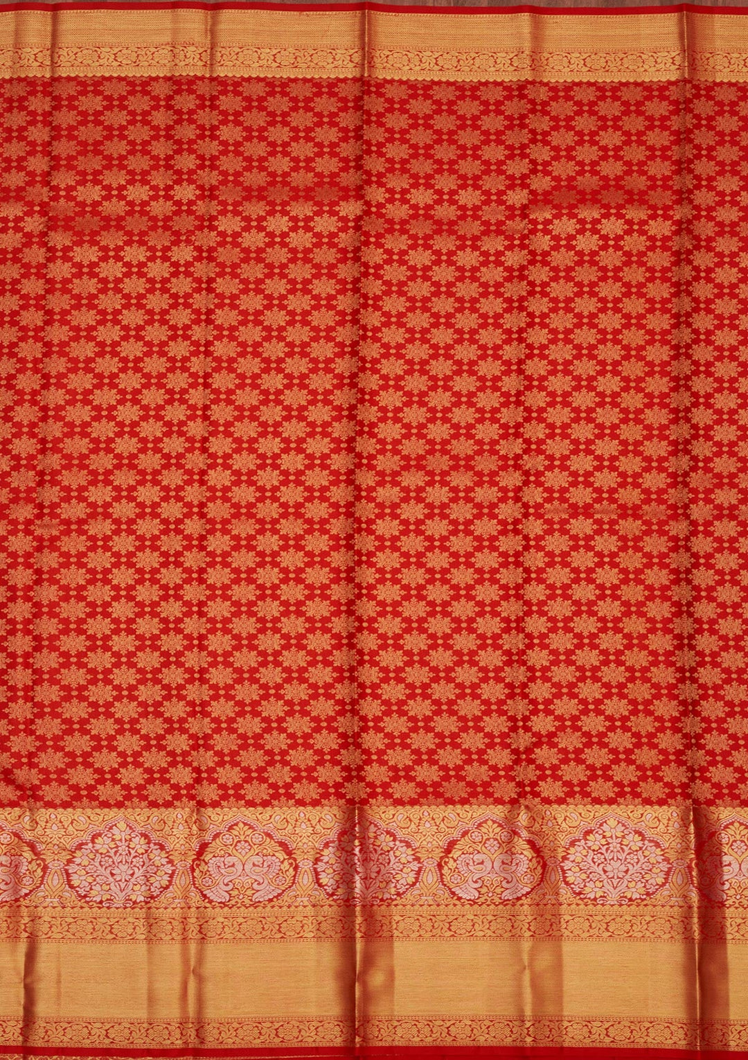 Red Zariwork Pure Silk Saree-Koskii