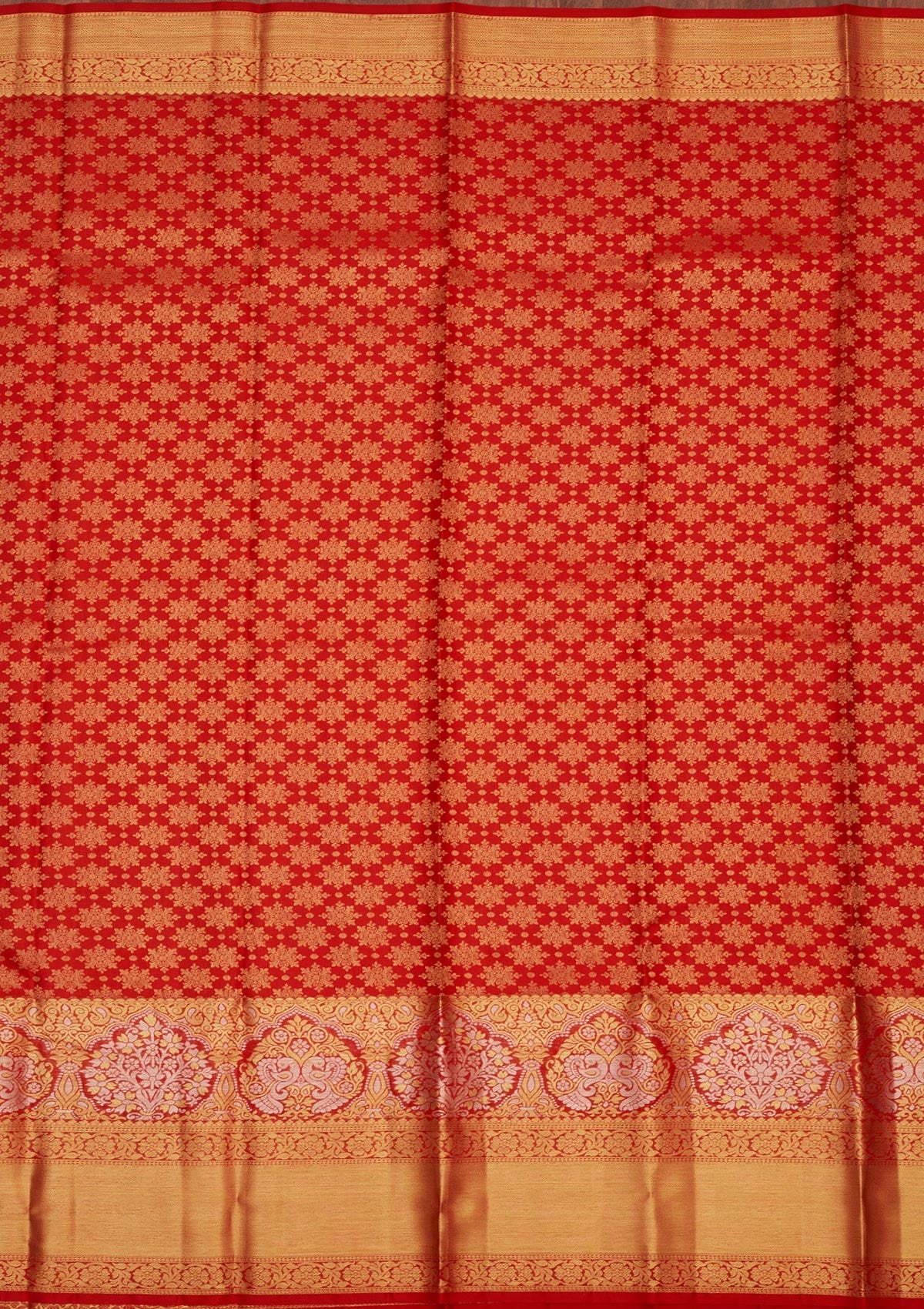 Red Zariwork Pure Silk Saree-Koskii