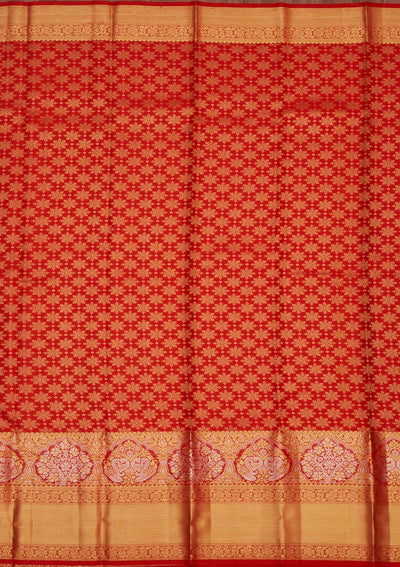 Red Zariwork Pure Silk Saree-Koskii