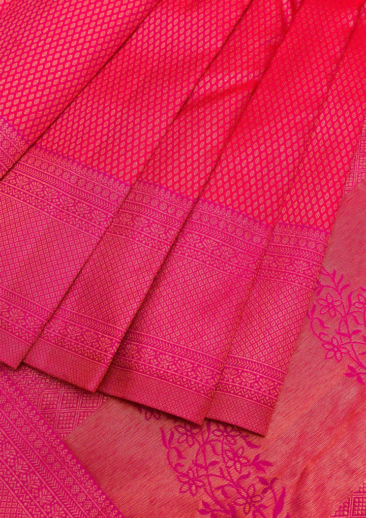 Red Zariwork Pure Silk Saree-Koskii