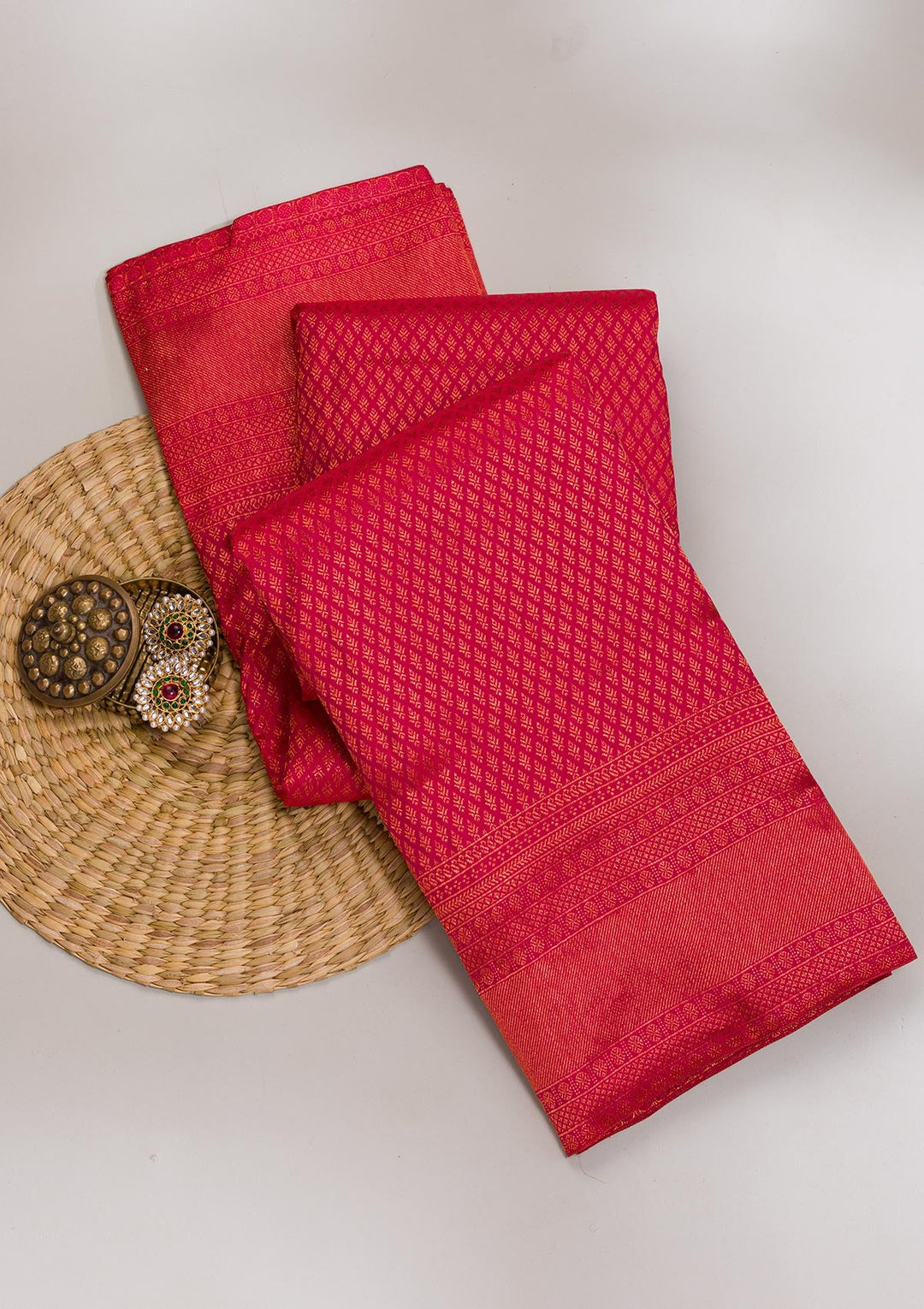 Red Zariwork Pure Silk Saree-Koskii